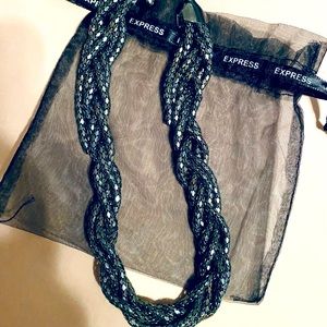 Dark grey braided Express necklace